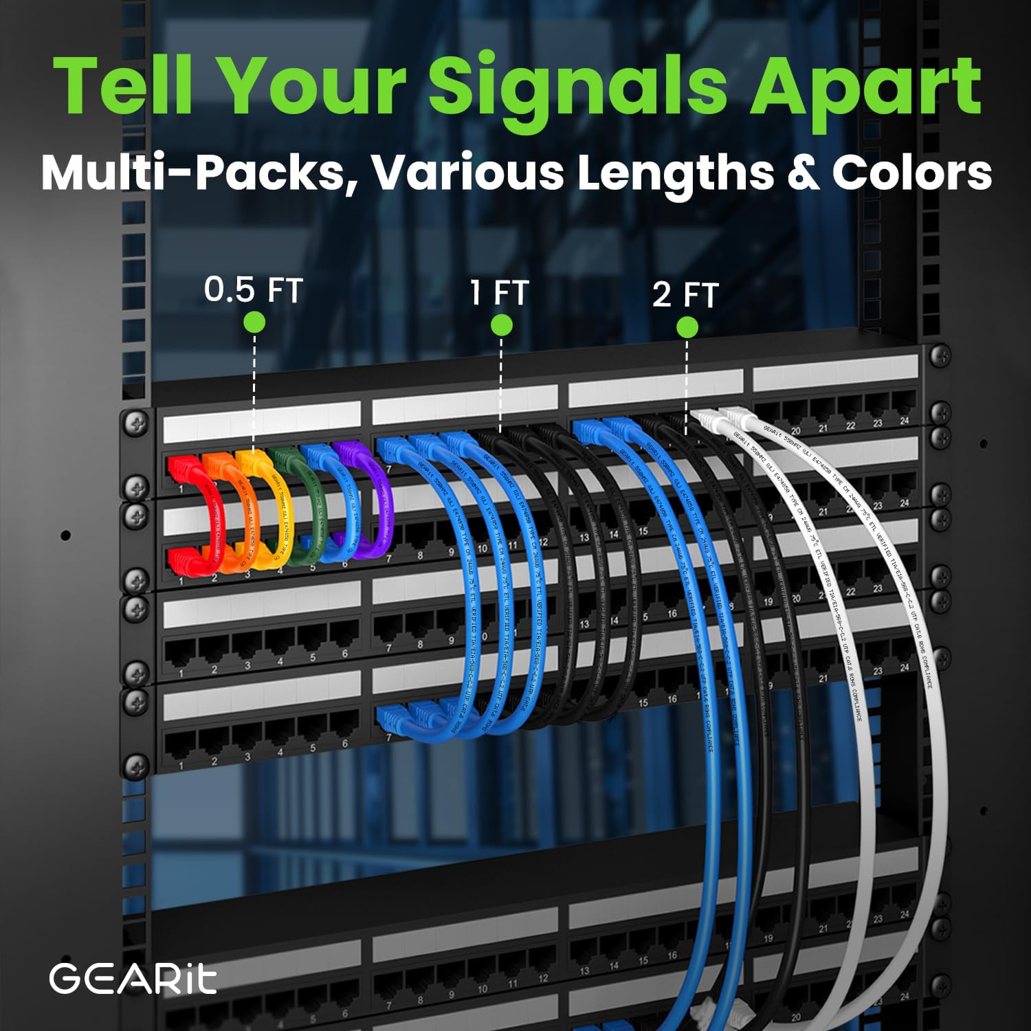 GearIt Cat 6 Ethernet Cable Cat6 Snagless Patch - Computer LAN Network Cord, Black - Compatible with 10 Port Switch POE 10port Gigabit
