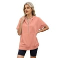 thumbnail image 7 of Women'S Loose Zip Hooded T-Shirt Pink L, 7 of 7