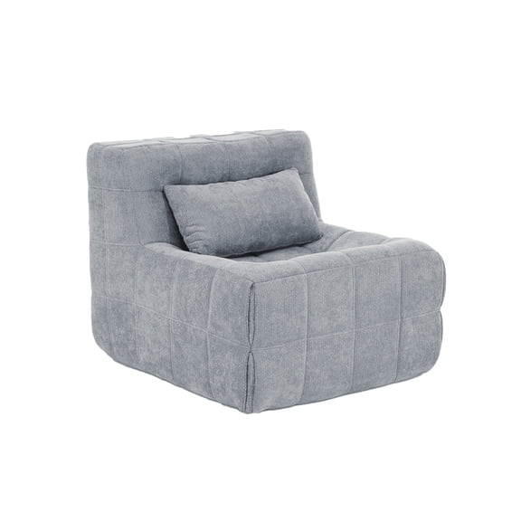 FLOGUOR Single Floor Sofa Chair, Boneless Sofa Cloud Couch, Chenille Modular Accent Chair with High Resilience Sponge Armless Chair for Living Room Bedroom No Assembly Required Grey