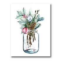 Designart ' Merry Christmas Bouquet In Transparant Jar ' Traditional Canvas Wall Art Print