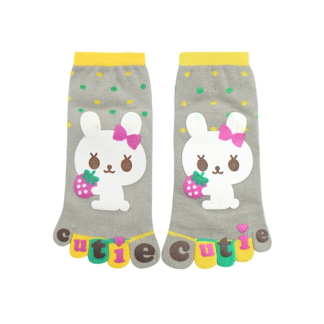 Calcetines elásticos con estampado de letras de conejo hasta el tobillo 8-9.5 gris M