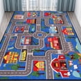 thumbnail image 6 of Kids Car Rug, City Map Playmat, 78.7"x59", Blue, Nylon Pile, Latex Backing, Non-Slip, Foldable, Machine Washable, Perfect for Playroom, Bedroom, Living Room, 6 of 8