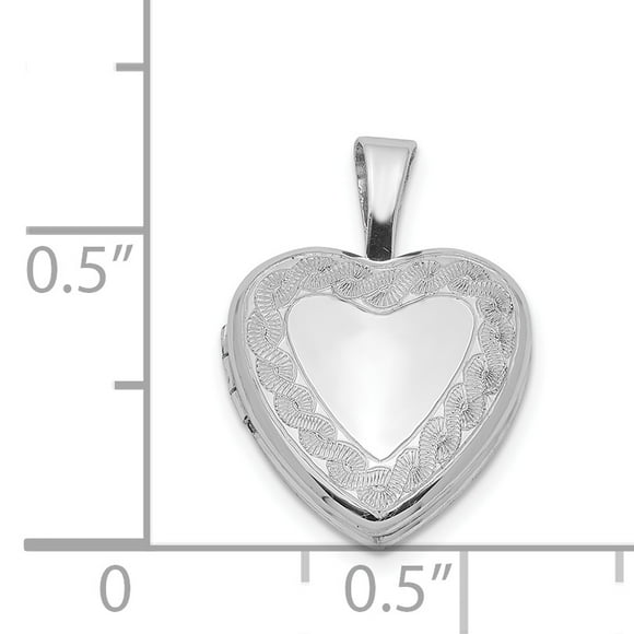 Médaillon Cœur en Argent Sterling Rhodié avec Bordure Torsadée 12mm QLS489 (12mm x 12mm)