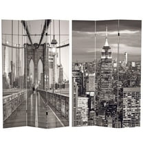 Oriental Furniture 6 ft. Tall Black and White New York Canvas Screen - 3 Panel