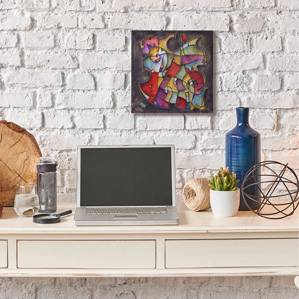 Stupell Industries Colorful Geometry Abstract Distressed Texture Painting Canvas Wall Art by Eric Waugh