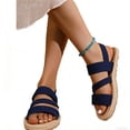 thumbnail image 2 of IEMIEMIEM Women's Sandals Comfortable Open Toe Elastic Ankle Strap Espadrilles Flatform Wedges Casual Slip On Sandal For Ladies Dressy 2026 Summer Shoes Dark Blue 8 Wide, 2 of 5