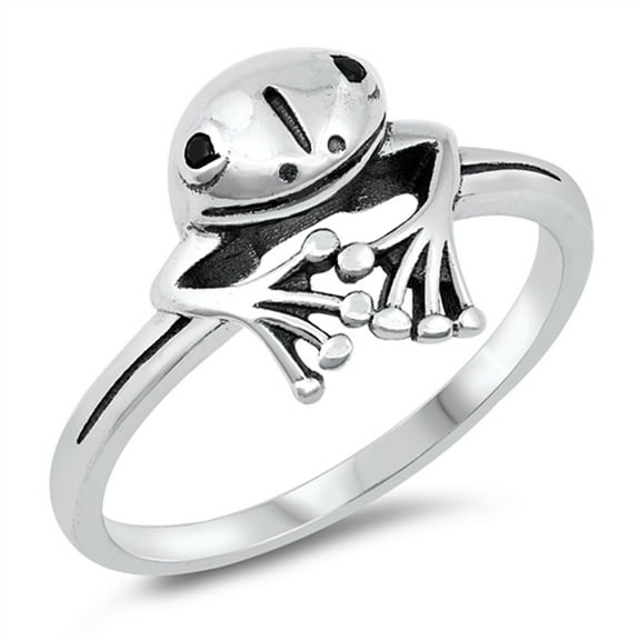 Wholesale Smiling Treefrog Animal Frog Ring .925 Sterling Silver Band Jewelry Female Male Size 4