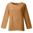 thumbnail image 4 of YVNAURA Womens Linen Shirts Long Sleeve Cotton Linen Blend Shirts 2026 Summer Tops Casual Loose Tshirts Button Down Linen Shirts Basic Tees for Women Daily, YE2,XL, 4 of 5