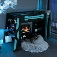 thumbnail image 4 of Youmumeub Twin Gaming Loft Bed with Desk & RGB Lights, Cloud Blue Wood High Sleeper with TV Stand & Storage Shelves, Sturdy Esports Workstation Frame, 4 of 25
