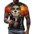 thumbnail image 5 of Camiseta con gráfico del Día de los muertos de calavera mexicana para hombres y mujeres, ropa de Graffiti, camisetas góticas de terror, ropa de calle de moda, camisetas, 5 of 5