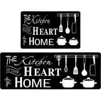 Black Farmhouse Kitchen Rugs Set 2 Piece Motto Design Seasonal Decorative Rug for Kitchen Low-Profile Floor Mats Decorations for Home Kitchen 17x48 17x30 Inches
