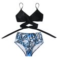 thumbnail image 3 of Women Criss Cross High Waisted String Floral Printed 2 Piece Bathing Swimsuit, 3 of 6