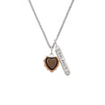 thumbnail image 2 of Delight Jewelry Silvertone Brown & Black Heart with Orange Ruffles Silvertone Balance Bar Charm Necklace, 23", 2 of 4