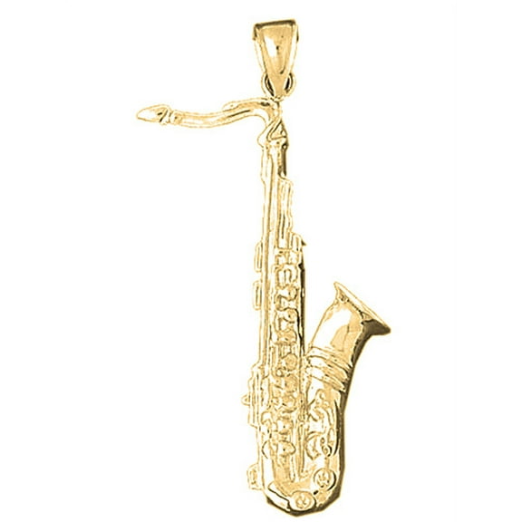 18K Yellow Gold Saxophone Pendant - 50 mm