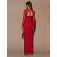 thumbnail image 2 of Red Lace Long Sleeve Sweetheart Neck Maxi Slip Dress For Women, Elegant Evening Gown, 2 of 6