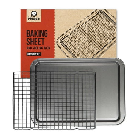 

Chef Pomodoro Non-Stick Rectangle Baking Sheet and Cooling Rack Set 2-Pcs (15.0 x 10.6 )