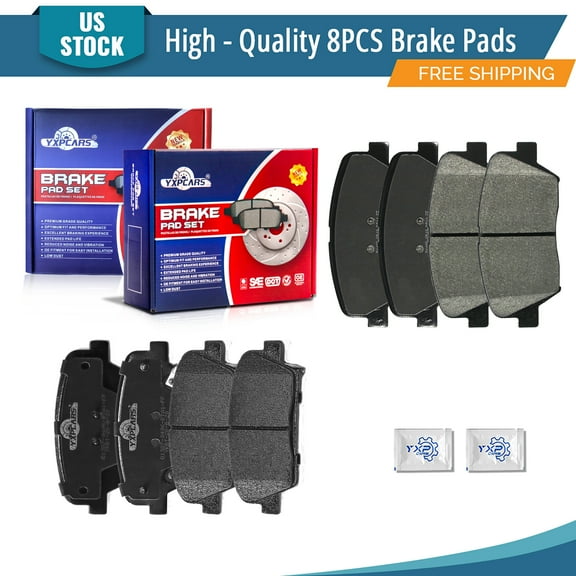 YXPCARS 8PCS Ceramic Brake Pads for Kia Sorento 2011-2014 Hyundai Santa Fe 2010-2012, Front & Rear BD1432 D1387