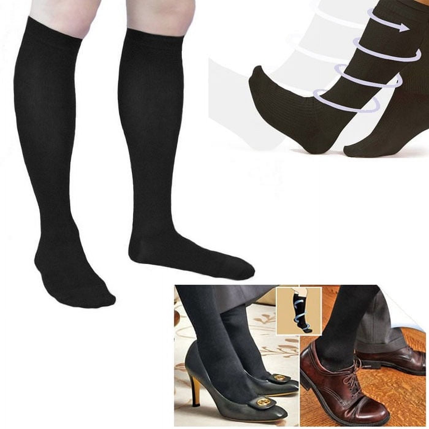 Deluxe Comfort Air Travel Compression Socks, Large/X-Large – Enhances Circulation Even at High Altitudes – Soothes Tired Aching Feet – Spider and Varicose Vein Relief – Socks, Black
