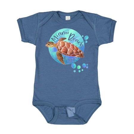 

Inktastic Miami Beach Florida Swimming Sea Turtle with Bubbles Gift Baby Boy or Baby Girl Bodysuit