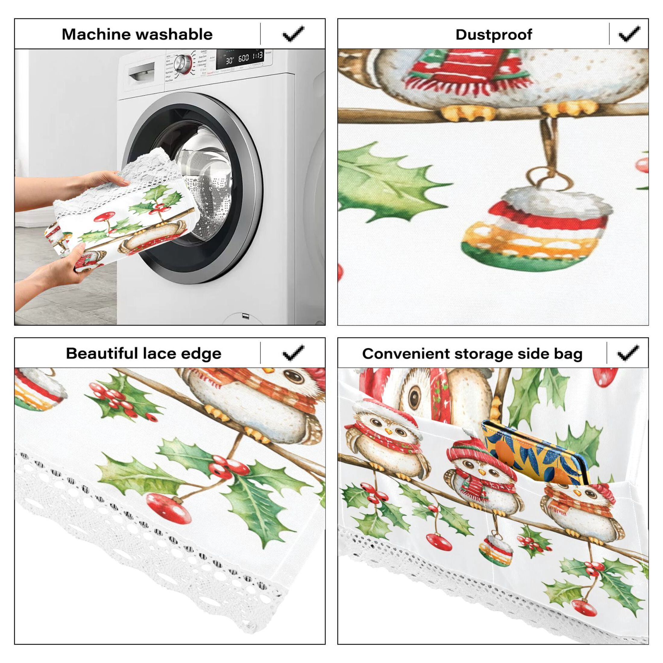 WOBOGO Cute Owls Sitting on The Tree Washing Machine Cloth Dryer Refrigerator Top Cover Protective Non-Slip Mat For Kitchen Laundry