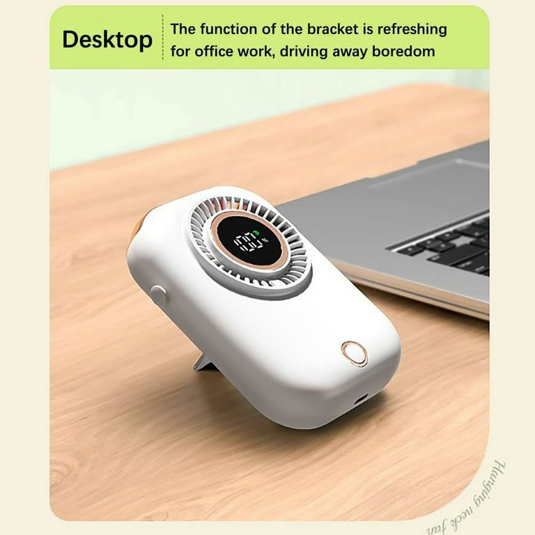 Personal Neck Fan With Base - 4000mAh USB-C Rechargeable 5-Speed Portable Fan