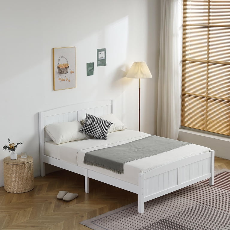 Zimtown Full Bed Frame,Solid Pine Wood Twin Platform Bed Frame