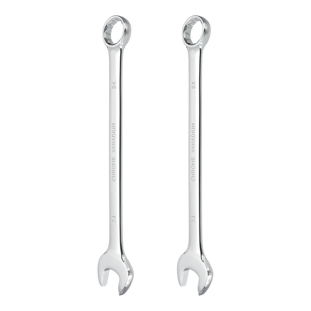 2Pcs Combination Wrench 24mm Metric 12-Point Box and Open End CR-V Steel Spanner