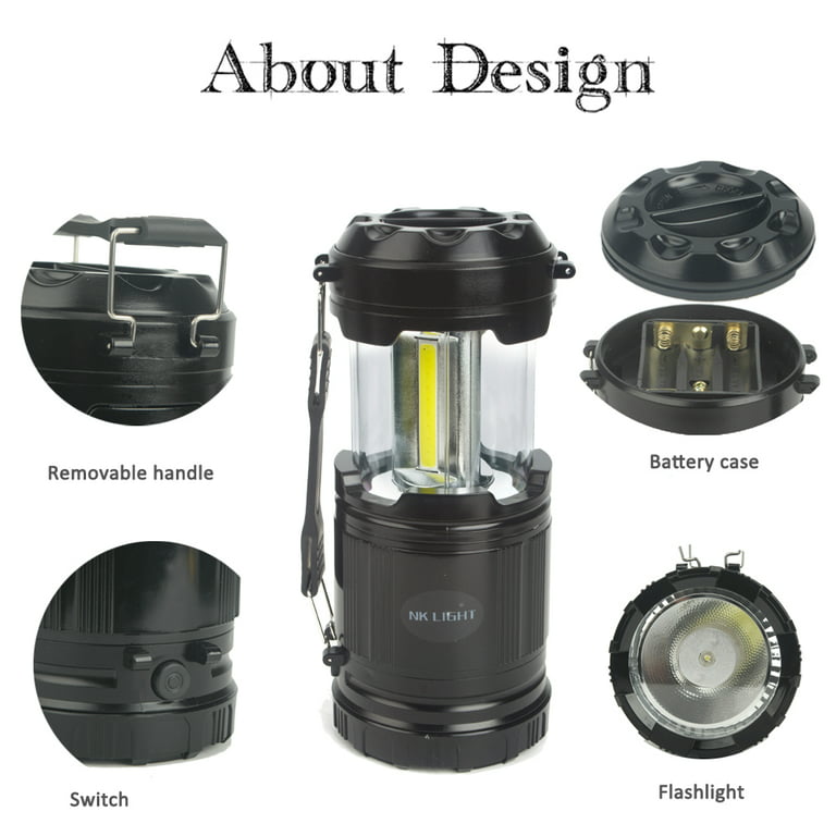 4 LED Lantern with Flashlight Combo Collapsible Lamp Great Light For  Camping Fishing Night Running Car Shop Attic Garage