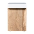 thumbnail image 1 of Kerry 20 Inch Rectangular End Side Table, Mango Wood, Sled Base, Glossy White, Natural Brown, 1 of 3