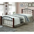 thumbnail image 2 of Pemberly Row Twin Metal Bed with Headboard and Footboard in Black and Mahogany, 2 of 5