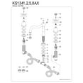 thumbnail image 3 of Kingston Brass KS1348AX Heritage Two-Handle Deck Mount Roman Tub Faucet, Brushed Nickel, 3 of 4