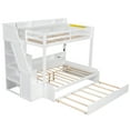 thumbnail image 6 of Harper & Bright Designs Twin over Full Bunk Bed with Trundle and Storage Shelves, Wood Storage Stairway Bunk Bed Frame with LED and USB Charging Station, White, 6 of 13