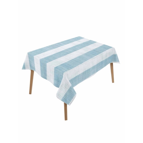 Blue Striped Table Cloth, Rustic Farmhouse Stripes Waterproof Tablecloth for Rectangle Tables, Reusable Washable Fabric Table Cover for Restaurant Kitchen Dining Tables 60"x102"
