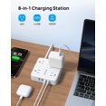 thumbnail image 5 of TROND Regleta protectora contra sobretensiones con enchufe plano USB, 4 tomas de corriente ampliamente espaciadas, 4 puertos USB, compacta para escritorio, hogar, dormitorio, elementos esenciales, col, 5 of 5