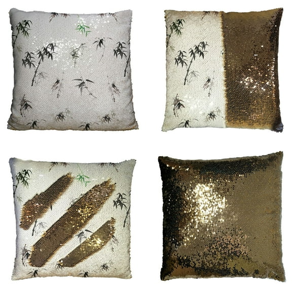 ZKGK Bamboo Reversible Mermaid Sequin Pillow Case 16x16 inches