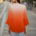 thumbnail image 4 of Babysbule Women's Gradient Print V-Neck 3/4 Sleeve Flare Blouse, Lightweight Tunic Top for Spring & Summer, Stylish Shirt for Daily Wear, 4 of 6