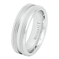 thumbnail image 2 of 7MM Comfort Fit Titanium Wedding Band White Shiny Double Sided Milgrain Titanium Ring (Size 7 to 12), 2 of 2