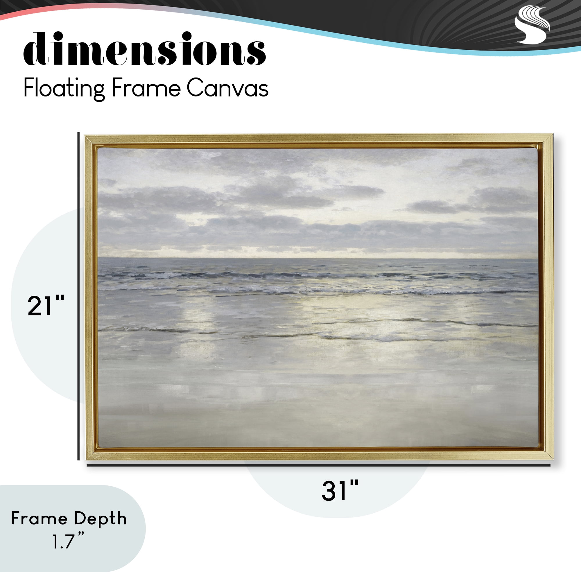 Stupell Industries Sunlight On The Sea Gold Framed Floater Canvas Wall Art, design by Christy McKee