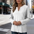 thumbnail image 7 of Tauxra Women's Casual Long Sleeve V-Neck Top, Loose Knit Blouse In Solid Color, Versatile Basic Shirt for Everyday Wear, 7 of 7