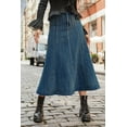 thumbnail image 5 of Flying Tomato Women's Juniors Denim A-line Midi Jean Skirt (Dark Denim, Large), 5 of 5