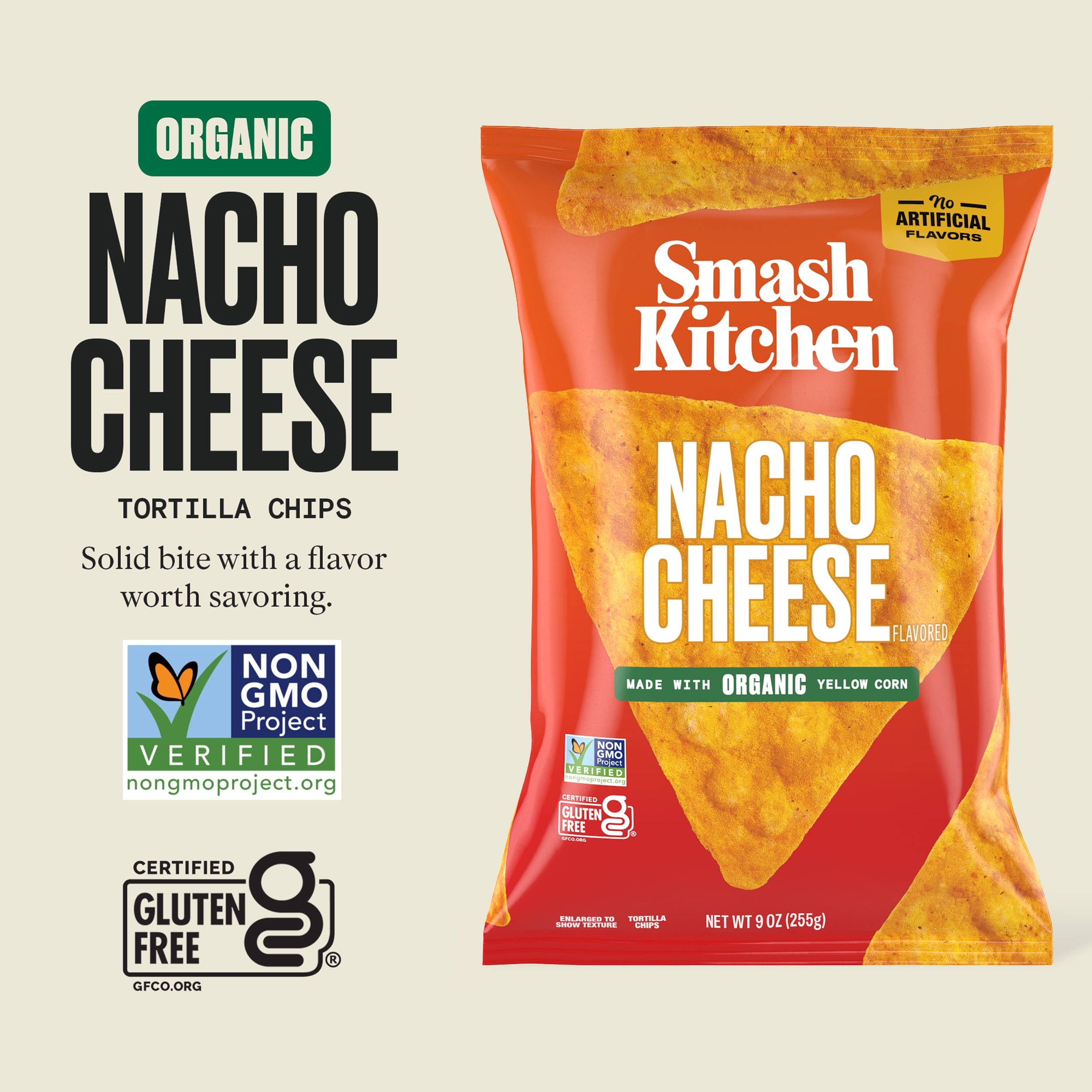 Smash Kitchen Nacho Cheese Non-GMO Tortilla Chips, 9 oz