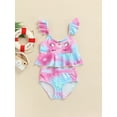 thumbnail image 2 of Fortune 3-8 Years Little Girls Swimsuits 2 Piece Cartoon Animal Print Swimwear Ruffled Tops Briefs, 2 of 9