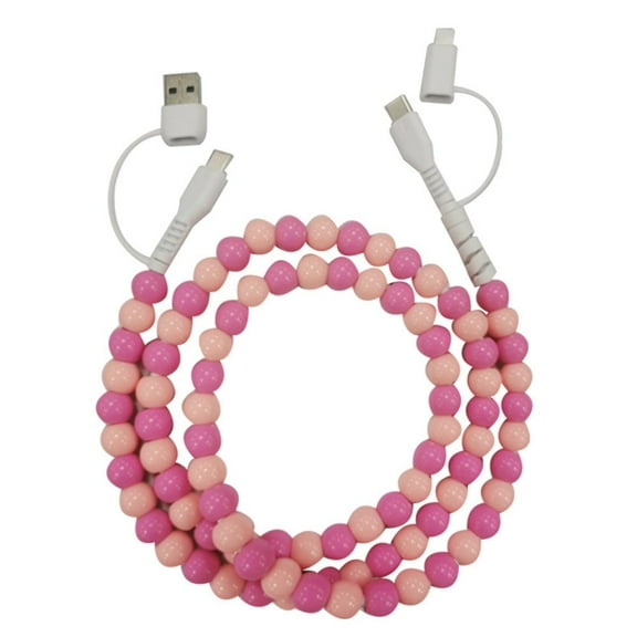 Beaded Charging Cord 4 in 1, Biographyn/Rightfavour/Maperiodrvel Colorful Beaded Charger Cords, 3.3ft Fast Beads Charging Cable 66w, USB to Type-C