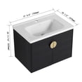 thumbnail image 6 of Tcbosik Modern 28" Floating Bathroom Vanity with Sink Wall Mounted Bathroom Vanity with Top Basin & Storage Cabinet Luxury Black Wood Hanging Vanity w/Ceramic Sink & Gold Handles for Small Space, 6 of 9