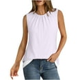 thumbnail image 1 of Chbgutlmr Tank Tops for Women Casual Crewneck Sleeveless Solid Color Fitting Ruched Comfy Summer Tops, 1 of 7