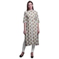 thumbnail image 1 of Bimba Printed Straight Kurtis For Women Button Down Mandarin Indian Tunic Large, 1 of 6