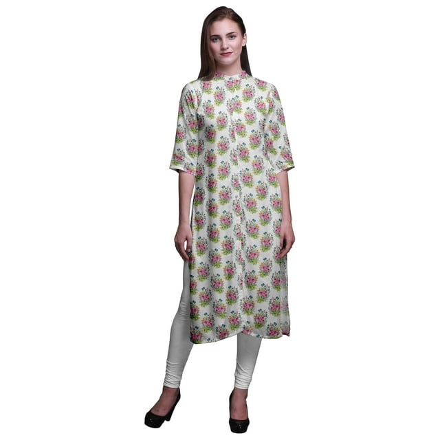 Bimba Kurtis Droites Imprimées pour Femmes, Boutonnées, Tunique Indienne Mandarin, Grande