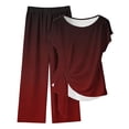 thumbnail image 2 of jobturf Summer Two Piece Sets for Women Gradient Lounge Set Twist Front Short Sleeve Top and Straight Leg Pants Matching Vacation Outfits S-XXL, 2 of 5