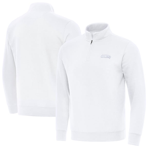 Men's Antigua White Seattle Seahawks Victory Quarter-Zip Top