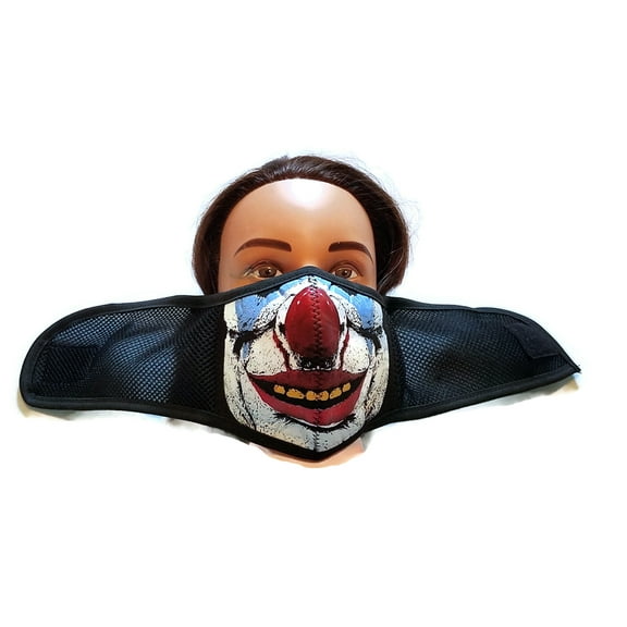 Scary Clown Scars Face Mask Reusable Neoprene, Half Face Mask  Scars